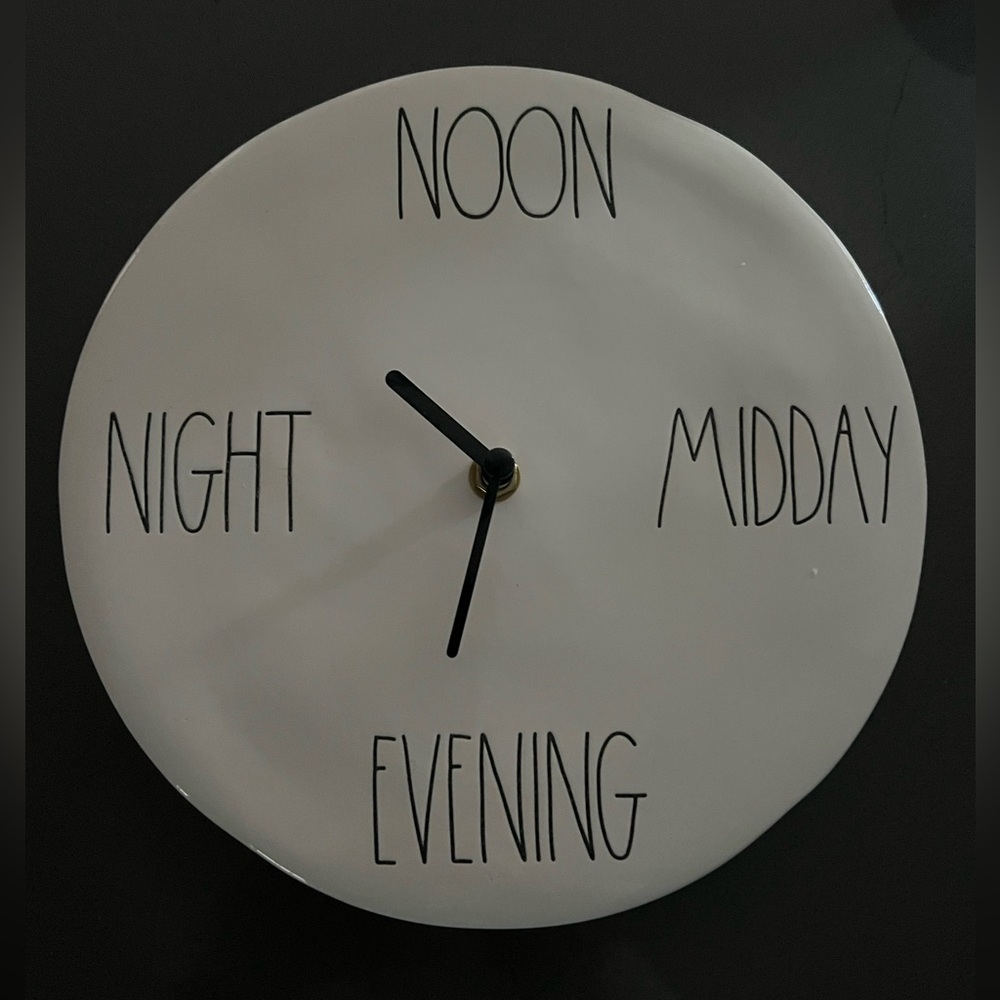 Rae Dunn RARE Clock “NOON MIDDAY EVENING NIGHT”